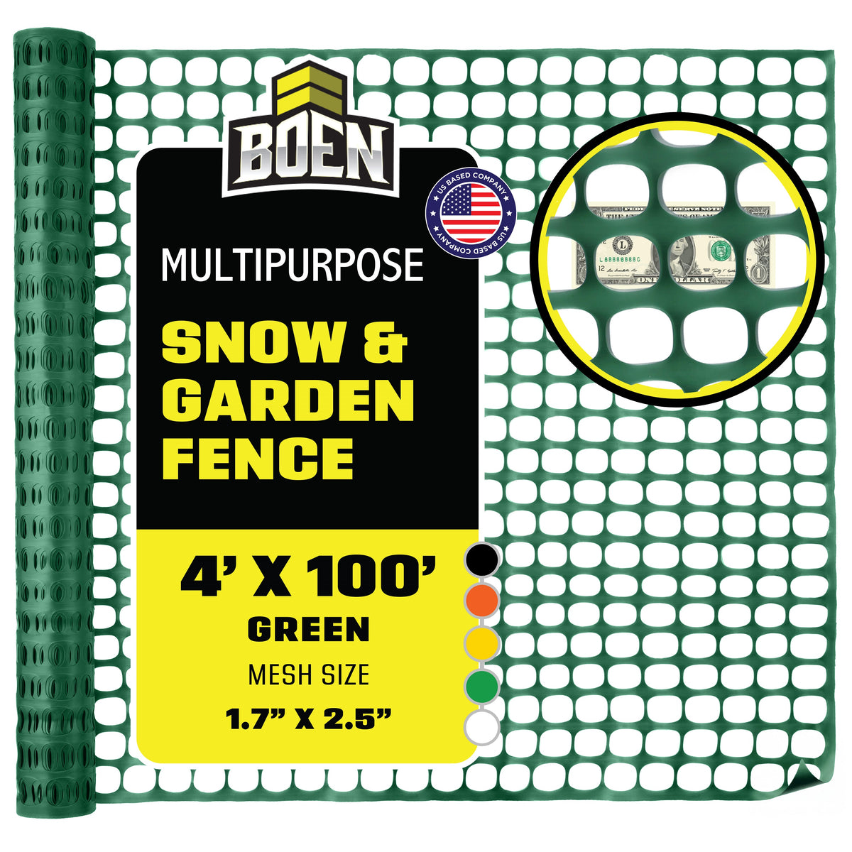 BOEN Snow Fence Green 4x100 ft