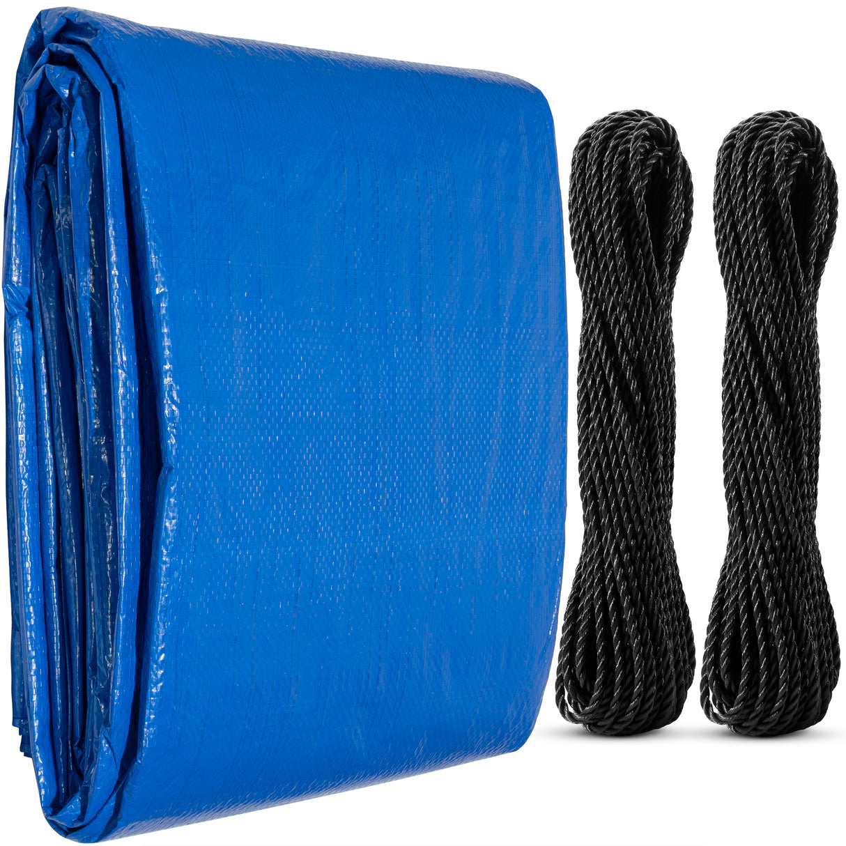 BOEN 8 Mil Blue Disaster Relief Tarp Kit – Heavy-Duty Emergency Roof Tarp with Ropes for Storm & Hurricane Protection