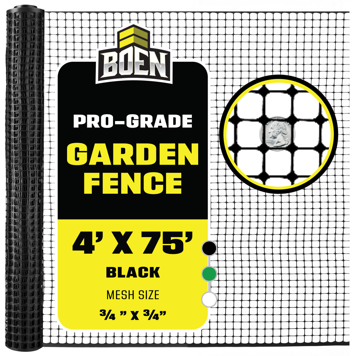 BOEN Garden Fence Black 4x75 ft
