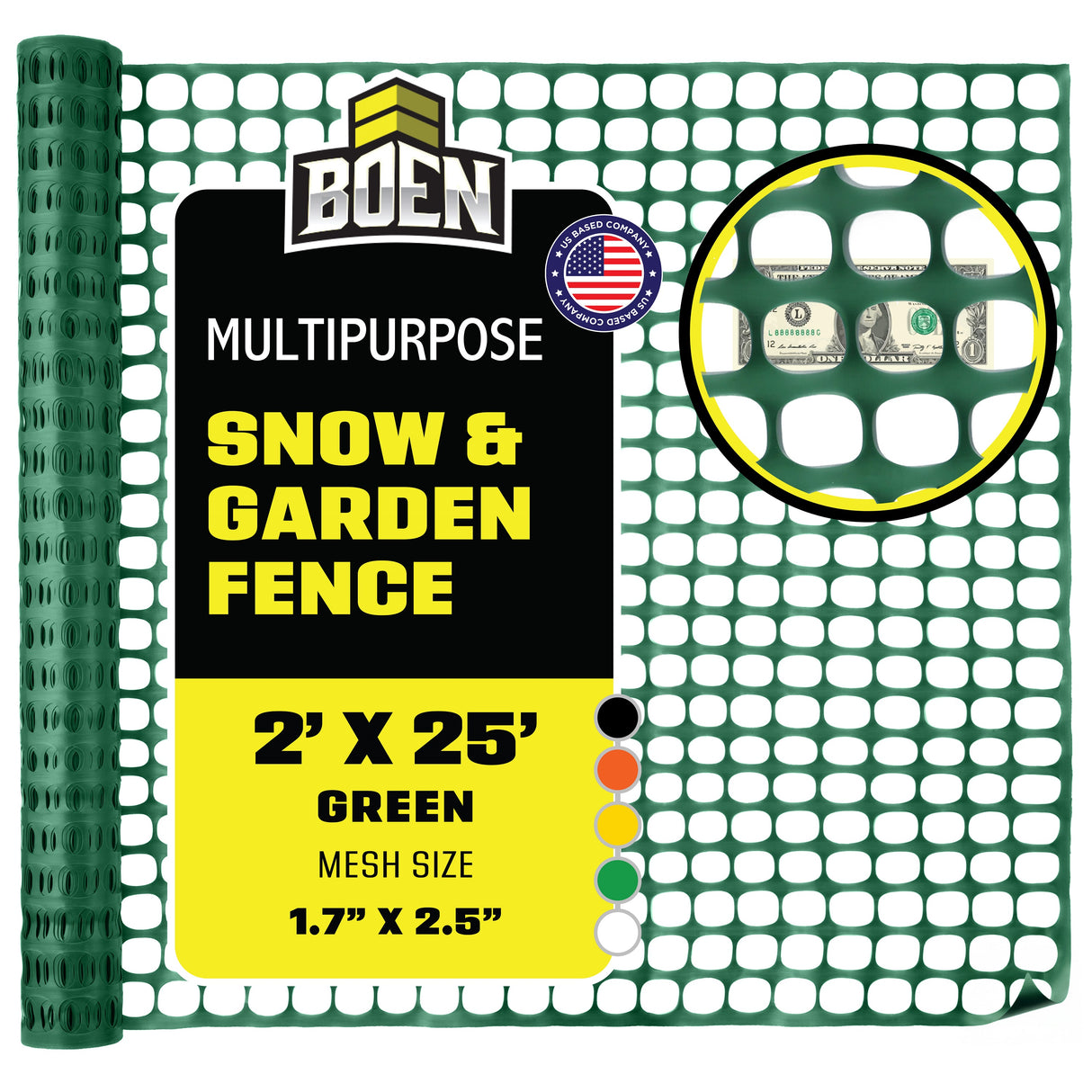 BOEN Snow Fence Green 2x25 ft