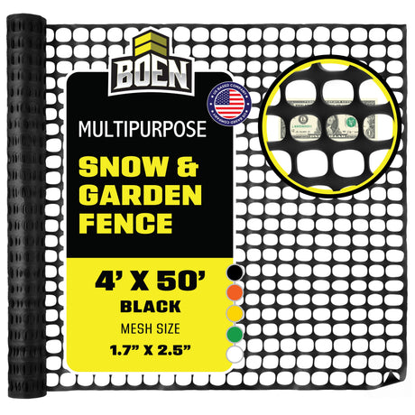 BOEN Snow Fence Black 4x50 ft