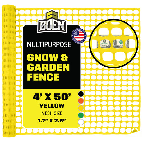 BOEN Snow Fence Yellow 4x50 ft