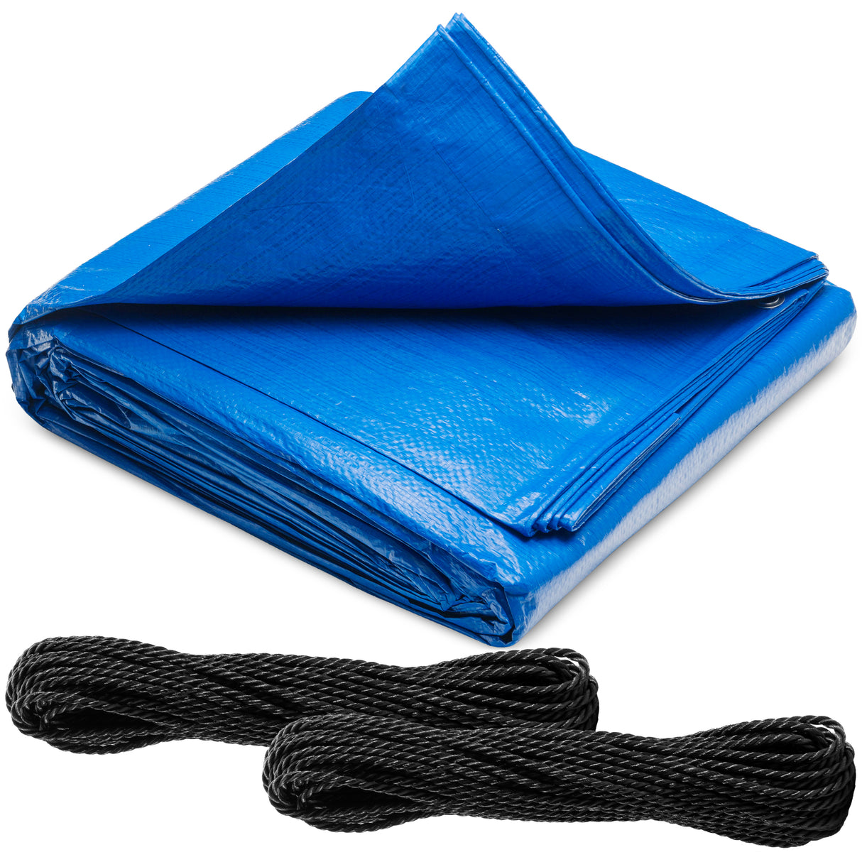 BOEN 5 Mil Blue Disaster Relief Tarp Kit – Emergency Roof Tarp with Ropes for Storm & Hurricane Protection