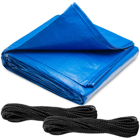 BOEN 5 Mil Blue Disaster Relief Tarp Kit – Emergency Roof Tarp with Ropes for Storm & Hurricane Protection