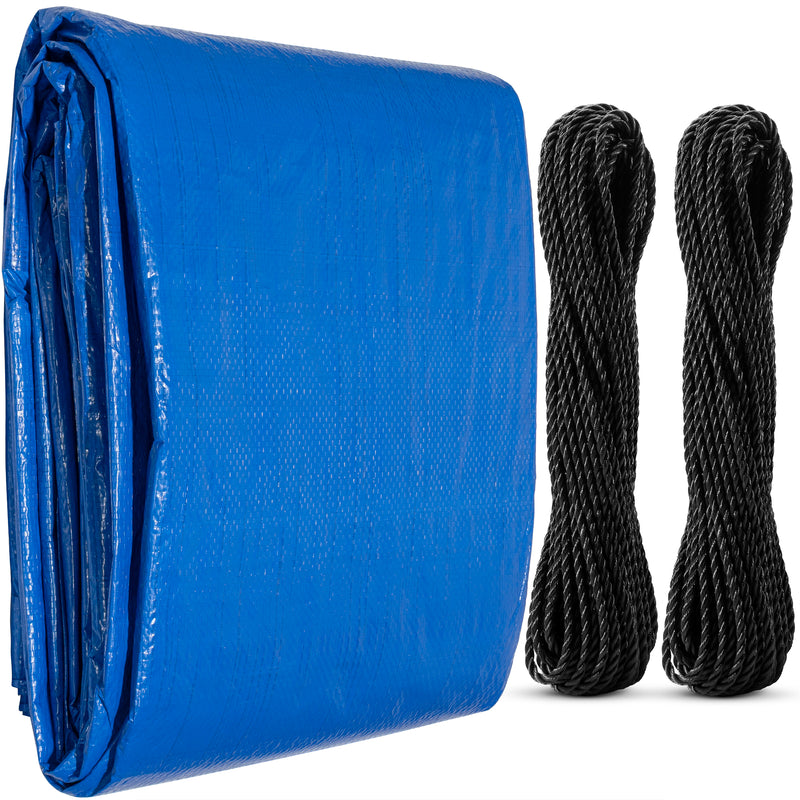 BOEN 8 mil disaster-relief tarp kit with two securing cords