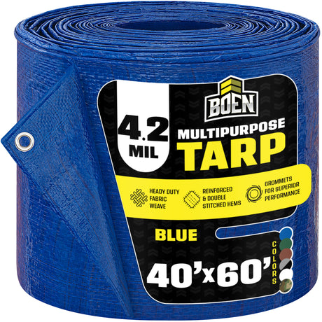 BOEN Blue 4.2 Mil 40x60 ft All Purpose Tarp