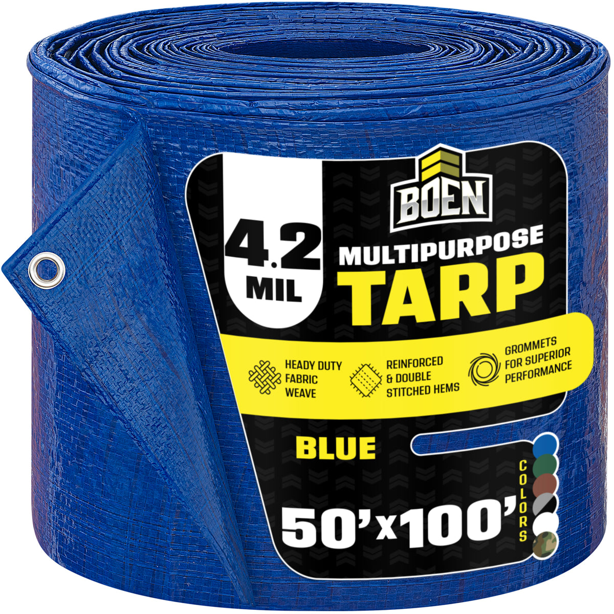 BOEN Blue 4.2 Mil 50x100 ft All Purpose Tarp