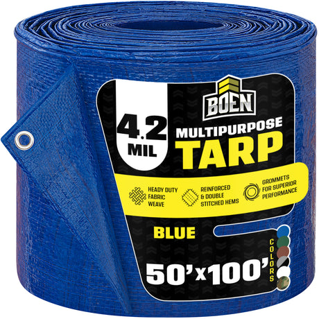 BOEN Blue 4.2 Mil 50x100 ft All Purpose Tarp