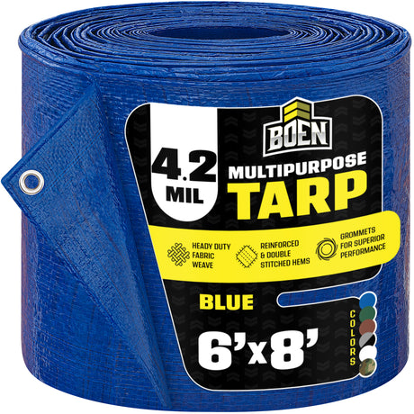 BOEN Blue 4.2 Mil 6x8 ft All Purpose Tarp