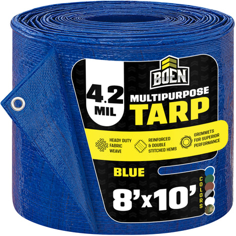BOEN Blue 4.2 Mil 8x10 ft All Purpose Tarp