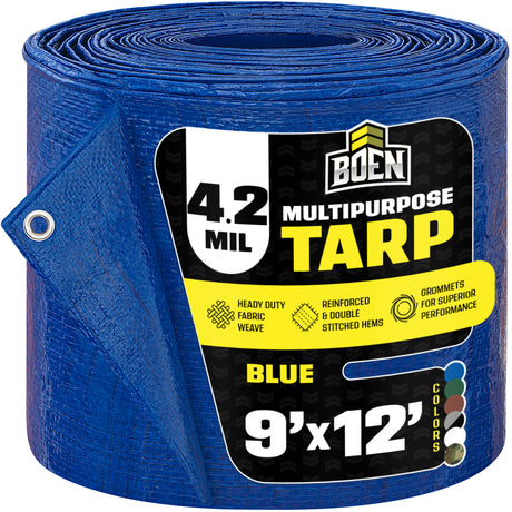 BOEN Blue 4.2 Mil 9x12 ft All Purpose Tarp