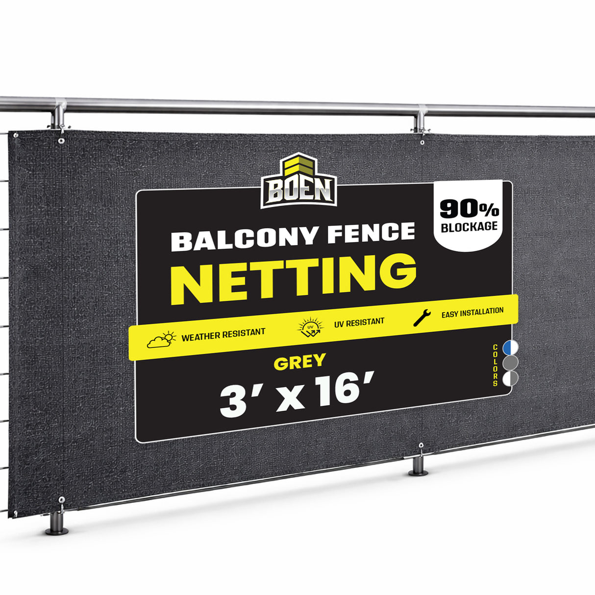 BOEN Balcony Netting Grey 3'x16'