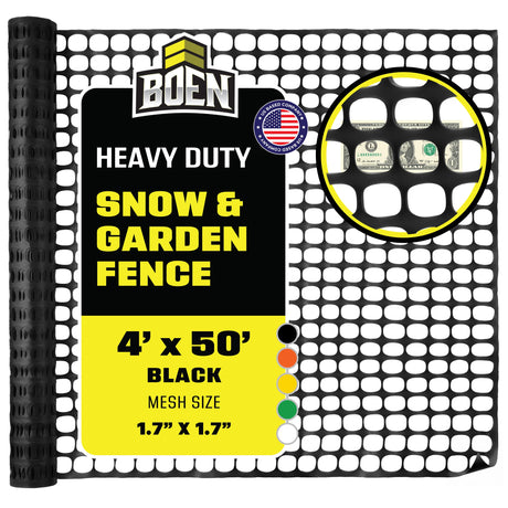 BOEN Heavy Duty Snow Fence Black 4x50 ft