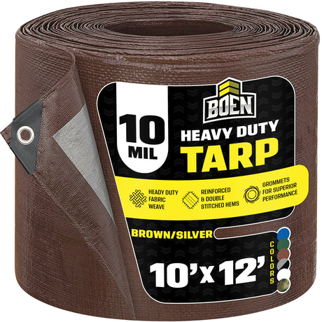 10'x12' Brown Silver Heavy Duty 10 Mil Tarp