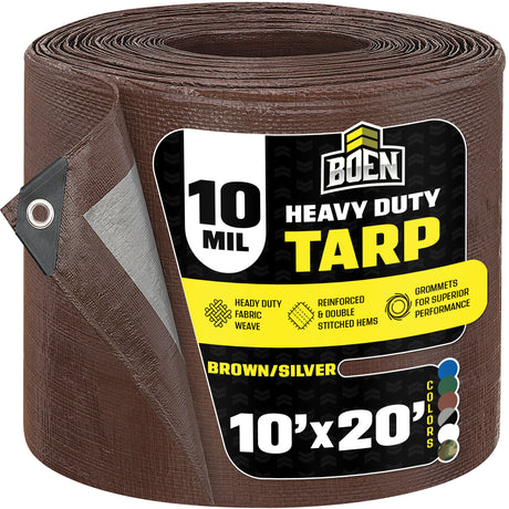 10'x20' Brown Silver Heavy Duty 10 Mil Tarp