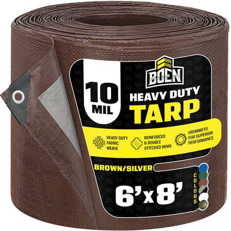 6'x8' Brown Silver Heavy Duty 10 Mil Tarp