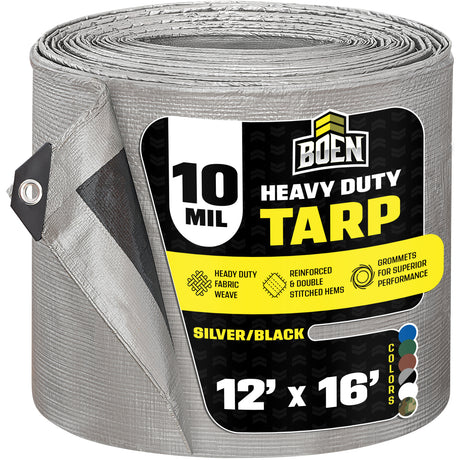 12'x16' Silver Black Heavy Duty 10 Mil Tarp