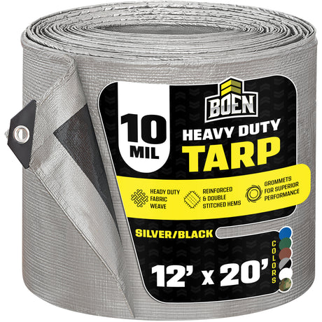 12'x20' Silver Black Heavy Duty 10 Mil Tarp