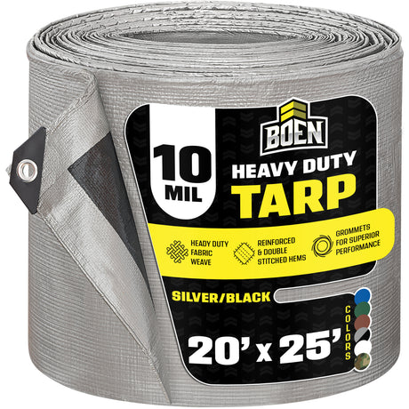 20'x25' Silver Black Heavy Duty 10 Mil Tarp