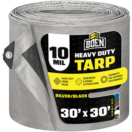 30'x30' Silver Black Heavy Duty 10 Mil Tarp