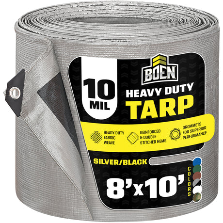 8'x10' Silver Black Heavy Duty 10 Mil Tarp
