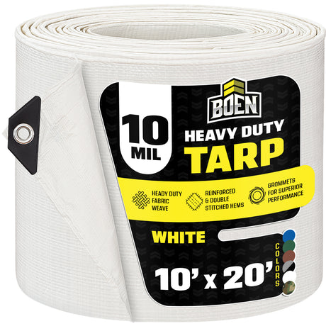 10'x20' White Heavy Duty 10 Mil Tarp