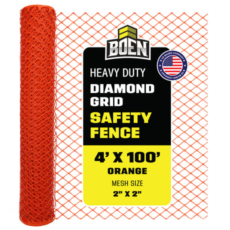 BOEN Diamond Grid Snow Fence Orange 4x100 ft