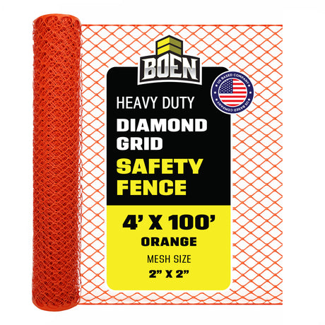 BOEN Diamond Grid Snow Fence Orange 4x100 ft