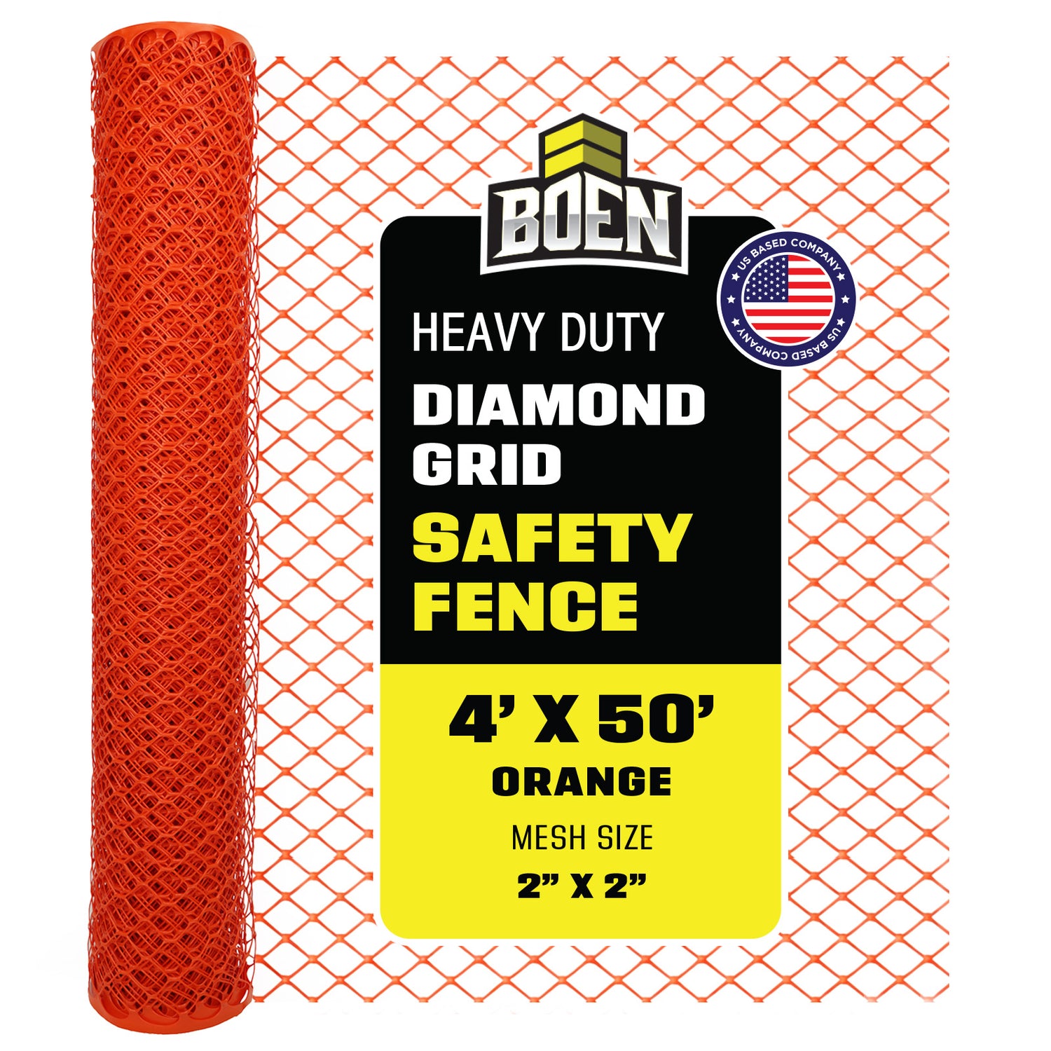 BOEN Diamond Grid Snow Fence Orange 4x50 ft