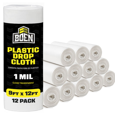 BOEN Plastic Drop Cloths 9'x12' 1 Mil Case