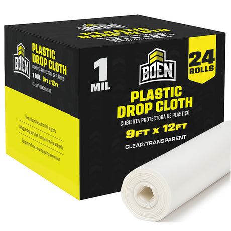 BOEN Plastic Drop Cloths 9'x12' 1 Mil Case
