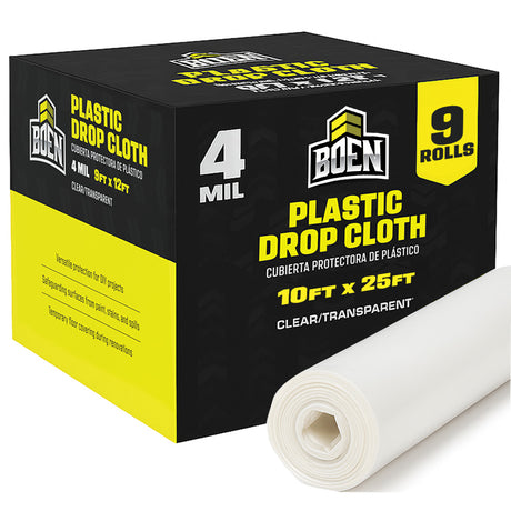 BOEN Plastic Drop Cloths 10'x25' 4 Mil Case