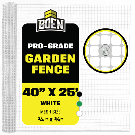 BOEN Garden Fence White 40 in x 25 ft