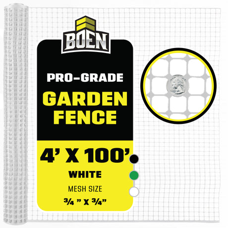 BOEN Garden Fence White 4x100 ft