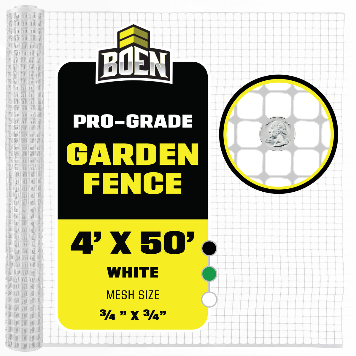 BOEN Garden Fence White 4x50 ft