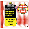 BOEN Heavy Duty Snow Fence Orange 4x100 ft