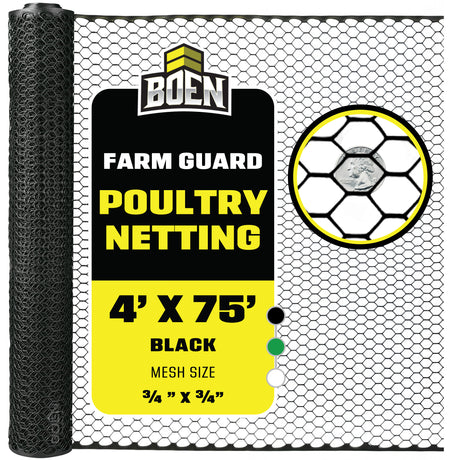 BOEN Poultry Fence Black 4x75 ft