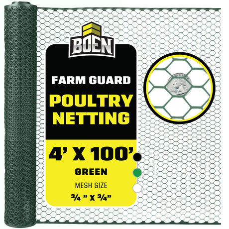 BOEN Poultry Fence Green 4x100 ft