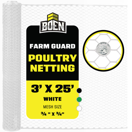 BOEN Poultry Fence White 3x25 ft