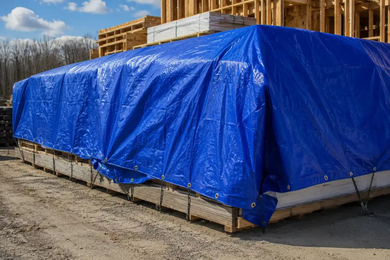 Large Blue Plastic Tarp providing Weather and Storm Protection