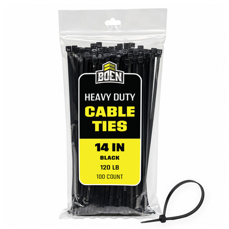BOEN Heavy Duty Nylon Cable Ties Black 14 in